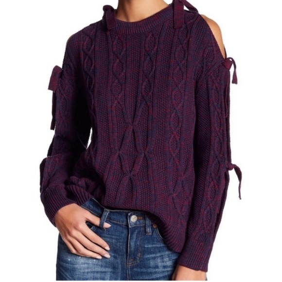 Project Naadam Merlot Purple/blue Long Sleeve Crewneck Pullover sweater size S - Picture 1 of 11